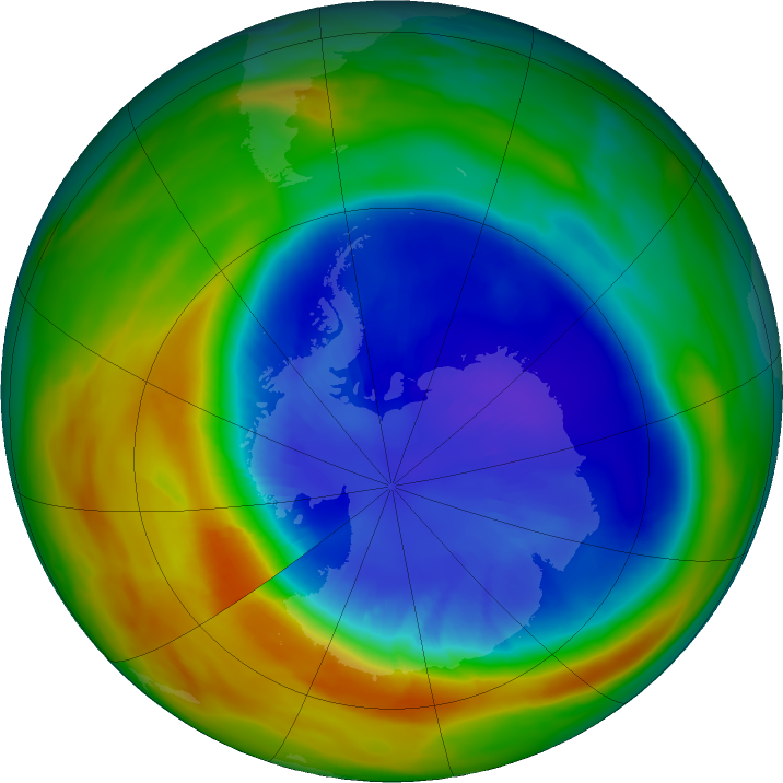 Antarctic ozone map for 10 September 2024